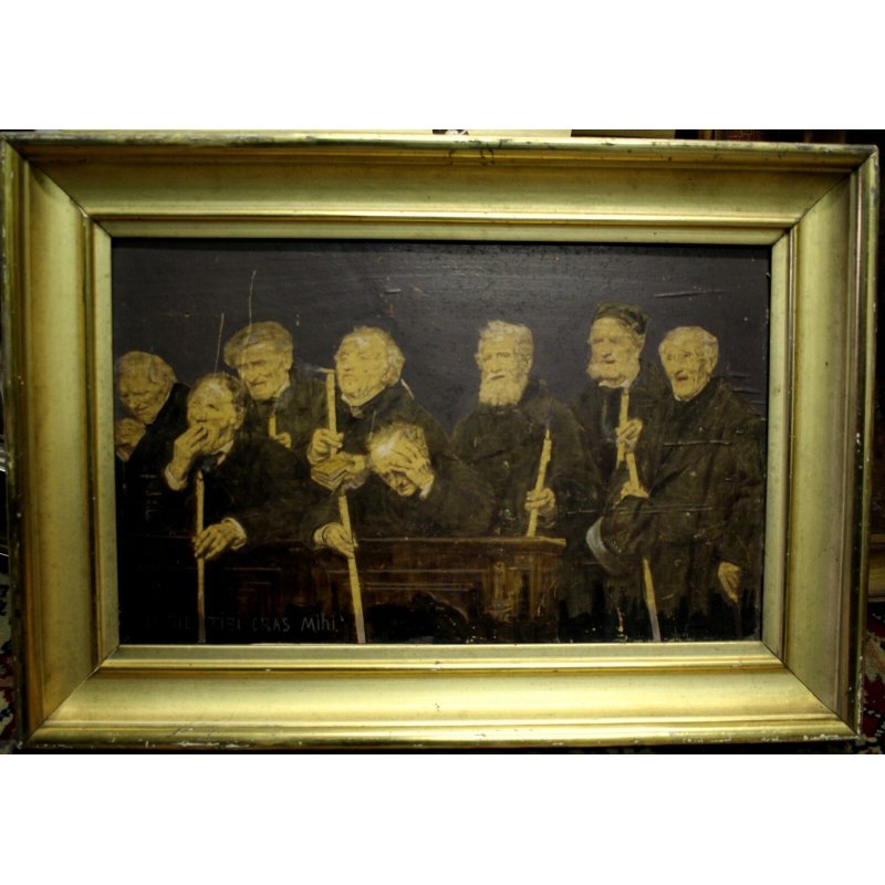 QUADRO COLLAGE TAVOLA Gilardi Pier Celestino Hodie mihi cras tibi  '900 CORNICE 