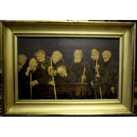 QUADRO COLLAGE TAVOLA Gilardi Pier Celestino Hodie mihi cras tibi  '900 CORNICE 