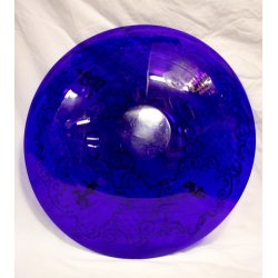 ANTICO RARO PIATTO VETRO MURANO BLU GLASS  DECORATO FIGURE DAMA CAVALIERI '800