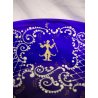 ANTICO RARO PIATTO VETRO MURANO BLU GLASS  DECORATO FIGURE DAMA CAVALIERI '800