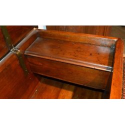 ANTICA CASSAPANCA LOMBARDA legno NOCE epoca 700 RINASCIMENTALE OLD WOOD CHEST