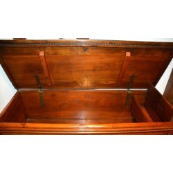 ANTICA CASSAPANCA LOMBARDA legno NOCE epoca 700 RINASCIMENTALE OLD WOOD CHEST