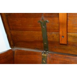 ANTICA CASSAPANCA LOMBARDA legno NOCE epoca 700 RINASCIMENTALE OLD WOOD CHEST