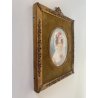 STUPENDO ANTICO DIPINTO MINIATURA RITRATTO GIOVANE DONNA DAMA CORNICE METALLO