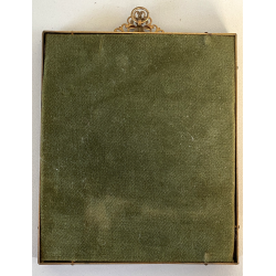 STUPENDO ANTICO DIPINTO MINIATURA RITRATTO GIOVANE DONNA DAMA CORNICE METALLO