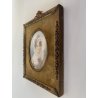 STUPENDO ANTICO DIPINTO MINIATURA RITRATTO GIOVANE DONNA DAMA CORNICE METALLO