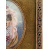 STUPENDO ANTICO DIPINTO MINIATURA RITRATTO GIOVANE DONNA DAMA CORNICE METALLO