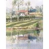 DISEGNO ACQUERELLO CARTONCINO G. Gagiardi PAESAGGIO CAMPAGNA ARONA LAGO MAGGIORE