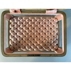 ANTICO SCRIGNO COFANETTO PORTAGIOIE SCATOLA LEGNO VETRO INTERNO ROSA XIX sec.