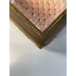 ANTICO SCRIGNO COFANETTO PORTAGIOIE SCATOLA LEGNO VETRO INTERNO ROSA XIX sec.