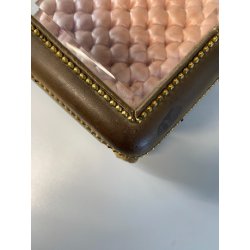 ANTICO SCRIGNO COFANETTO PORTAGIOIE SCATOLA LEGNO VETRO INTERNO ROSA XIX sec.