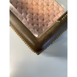 ANTICO SCRIGNO COFANETTO PORTAGIOIE SCATOLA LEGNO VETRO INTERNO ROSA XIX sec.