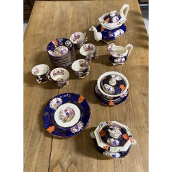 RARO ANTICO SET tè PORCELLANA 10Pers. 29Pz. DECORO ISTORIATO CHINOISERIE XIX sec