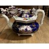 RARO ANTICO SET tè PORCELLANA 10Pers. 29Pz. DECORO ISTORIATO CHINOISERIE XIX sec