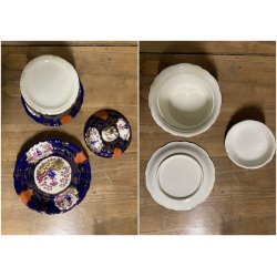 RARO ANTICO SET tè PORCELLANA 10Pers. 29Pz. DECORO ISTORIATO CHINOISERIE XIX sec