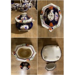 RARO ANTICO SET tè PORCELLANA 10Pers. 29Pz. DECORO ISTORIATO CHINOISERIE XIX sec