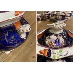 RARO ANTICO SET tè PORCELLANA 10Pers. 29Pz. DECORO ISTORIATO CHINOISERIE XIX sec