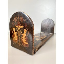 FERMALIBRI PIEGHEVOLE VITTORIANO LEGNO INTARSIATO DECORO NEOCLASSICO EPOCA '800