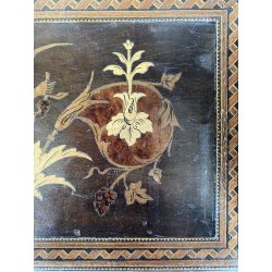 FERMALIBRI PIEGHEVOLE VITTORIANO LEGNO INTARSIATO DECORO NEOCLASSICO EPOCA '800