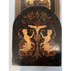 FERMALIBRI PIEGHEVOLE VITTORIANO LEGNO INTARSIATO DECORO NEOCLASSICO EPOCA '800