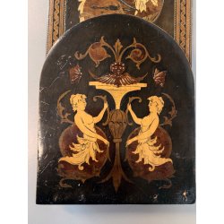 FERMALIBRI PIEGHEVOLE VITTORIANO LEGNO INTARSIATO DECORO NEOCLASSICO EPOCA '800