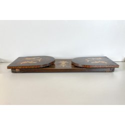 FERMALIBRI PIEGHEVOLE VITTORIANO LEGNO INTARSIATO DECORO NEOCLASSICO EPOCA '800