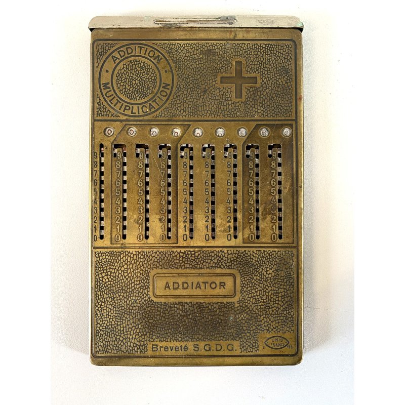 CALCOLATRICE CALCOLATORE  VINTAGE ADDIATOR Made France Unis 193 BREVETé S.G.D.G.