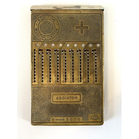 CALCOLATRICE CALCOLATORE  VINTAGE ADDIATOR Made France Unis 193 BREVETé S.G.D.G.