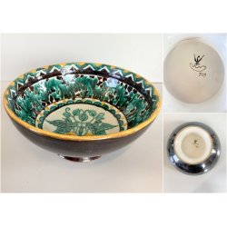VASO CENTROTAVOLA BOWL CERAMICA La Fenice ALBISOLA DECORO UCCELLI
