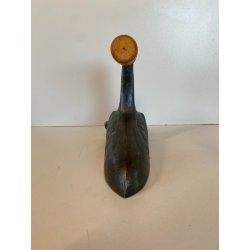 ANTICO FERRO DA STIRO BRONZO INSERTO GHISA DECORO DRAGORILIEVO MANICO LEGNO '800