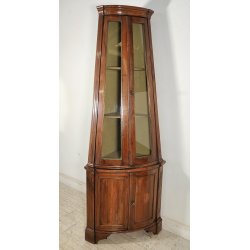 ANTICA ANGOLIERA epoca '900 LEGNO NOCE Vetrina 3 RIPIANI Mobile Angolo CANTONALE