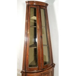 ANTICA ANGOLIERA epoca '900 LEGNO NOCE Vetrina 3 RIPIANI Mobile Angolo CANTONALE