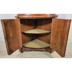 ANTICA ANGOLIERA epoca '900 LEGNO NOCE Vetrina 3 RIPIANI Mobile Angolo CANTONALE