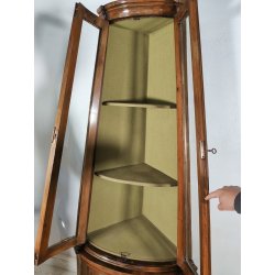 ANTICA ANGOLIERA epoca '900 LEGNO NOCE Vetrina 3 RIPIANI Mobile Angolo CANTONALE