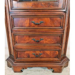 ANTICO MOBILE in STILE RADICA NOCE epoca '900 Vetrina Cassettiera 3 cassetti OLD