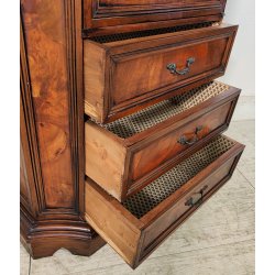 ANTICO MOBILE in STILE RADICA NOCE epoca '900 Vetrina Cassettiera 3 cassetti OLD