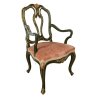 ANTICA SEDIA con BRACCIOLI Luigi XV 1900 dipinta VENEZIANA Verde Oro POLTRONCINA
