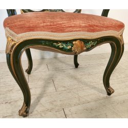 ANTICA SEDIA con BRACCIOLI Luigi XV 1900 dipinta VENEZIANA Verde Oro POLTRONCINA