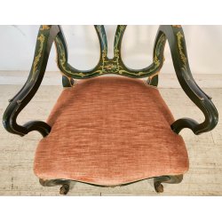 ANTICA SEDIA con BRACCIOLI Luigi XV 1900 dipinta VENEZIANA Verde Oro POLTRONCINA