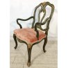 ANTICA SEDIA con BRACCIOLI Luigi XV 1900 dipinta VENEZIANA Verde Oro POLTRONCINA