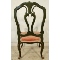 ANTICA SEDIA con BRACCIOLI Luigi XV 1900 dipinta VENEZIANA Verde Oro POLTRONCINA