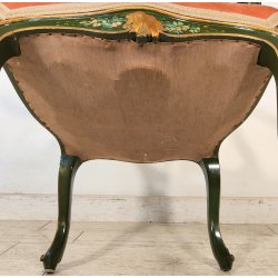 ANTICA SEDIA con BRACCIOLI Luigi XV 1900 dipinta VENEZIANA Verde Oro POLTRONCINA