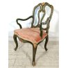 ANTICA SEDIA con BRACCIOLI Luigi XV 1900 POLTRONCINA VENEZIANA dipinta Verde Oro