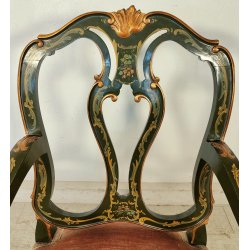 ANTICA SEDIA con BRACCIOLI Luigi XV 1900 POLTRONCINA VENEZIANA dipinta Verde Oro