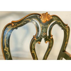 ANTICA SEDIA con BRACCIOLI Luigi XV 1900 POLTRONCINA VENEZIANA dipinta Verde Oro