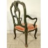 ANTICA SEDIA con BRACCIOLI Luigi XV 1900 POLTRONCINA VENEZIANA dipinta Verde Oro