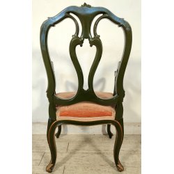 ANTICA SEDIA con BRACCIOLI Luigi XV 1900 POLTRONCINA VENEZIANA dipinta Verde Oro