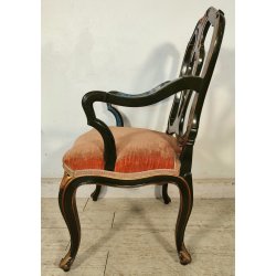 ANTICA SEDIA con BRACCIOLI Luigi XV 1900 POLTRONCINA VENEZIANA dipinta Verde Oro