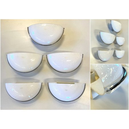 LOTTO 5 LAMPADA  APPLIQUE VETRO MURANO OPALINO AVVENTURINA ARGENTO '70/'80