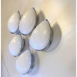 LOTTO 5 LAMPADA  APPLIQUE VETRO MURANO OPALINO AVVENTURINA ARGENTO '70/'80